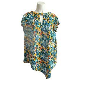 Cato Green Floral Neckline Tie Blouse